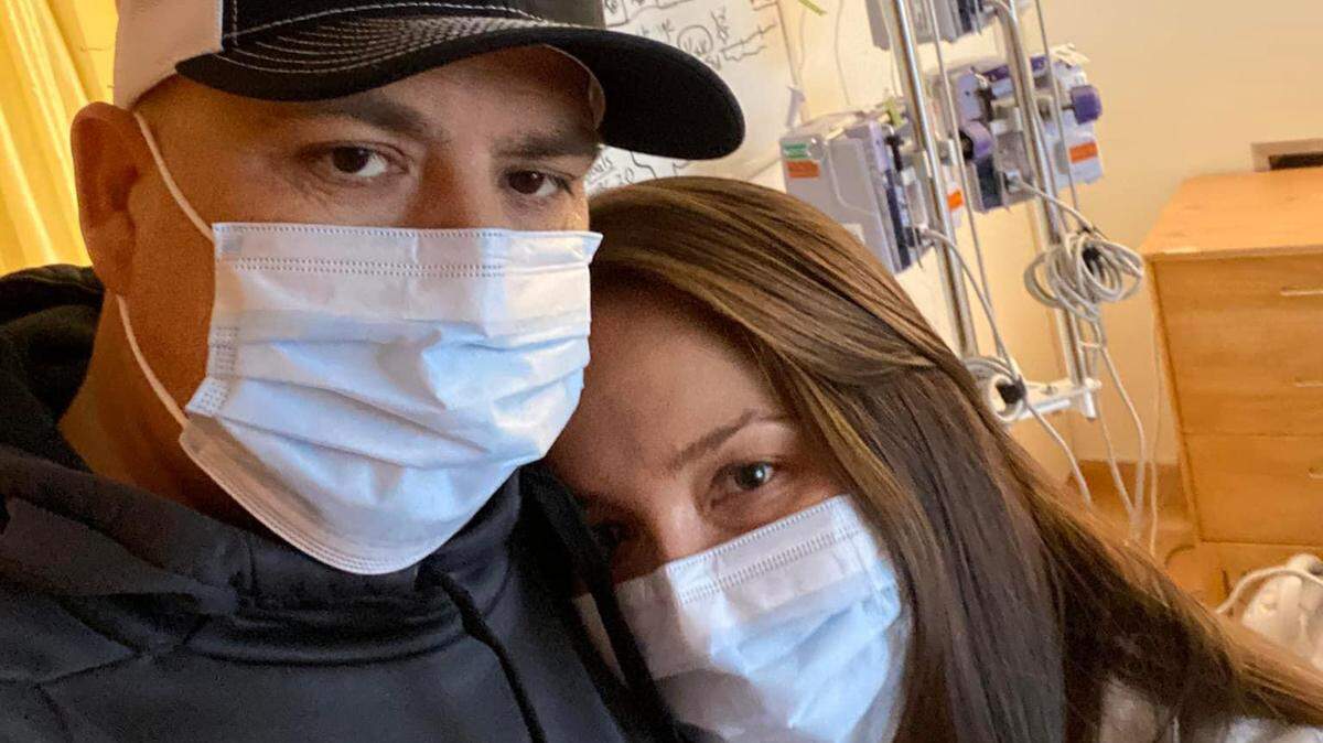 Rocklin High School junior varsity football coach Mike Cunningham, with wife Demelza, is battling a rare form of blood cancer. 