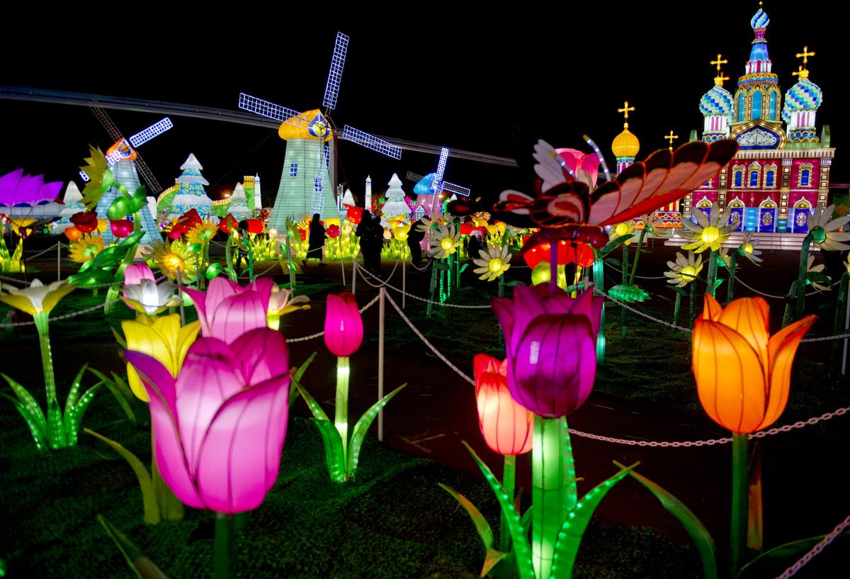 Dutch windmills and tulips are seen at Global Winter Wonderland in 2014 at Cal Expo. The popular winter-themed festival will open this Friday.