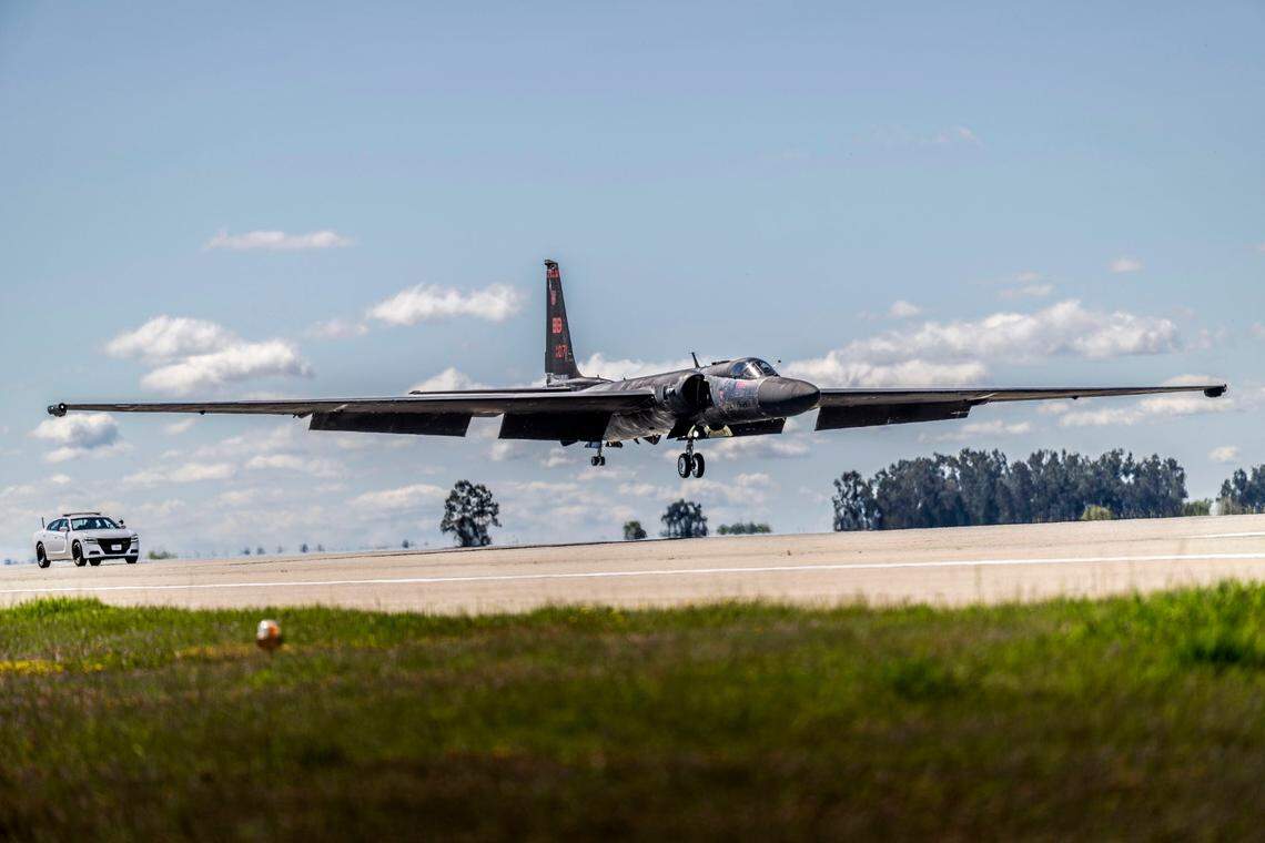 A U-2 Dragon Lady prepares to land at Beale Air Force Base earlier this month.