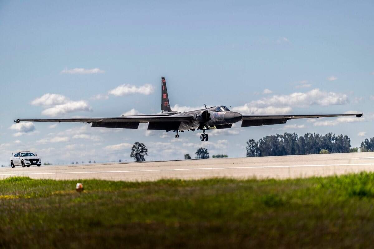 A U-2 Dragon Lady prepares to land at Beale Air Force Base earlier this month.