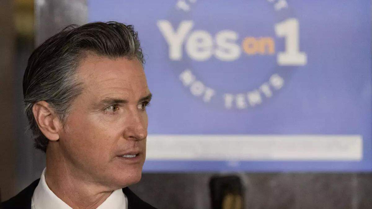 Gov. Gavin Newsom kicks off his campaign for Proposition 1 at Los Angeles General Medical Center on Jan. 3, 2024.