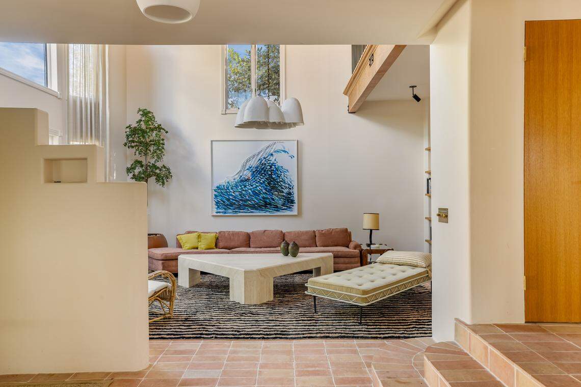 Fans of the show will recognize the living room, where Bell’s character Joanne and her sister Morgan (played by Justine Lupe) would film their popular podcast, which the show centered around.