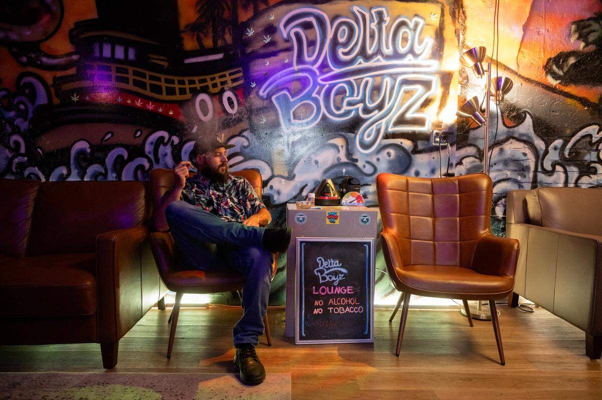 Customer Vince Purdue smokes cannabis in the Delta Boyz dispensary and consumption lounge in Isleton earlier this month. Delta Boys has the only cannabis consumption lounge in Sacramento County.