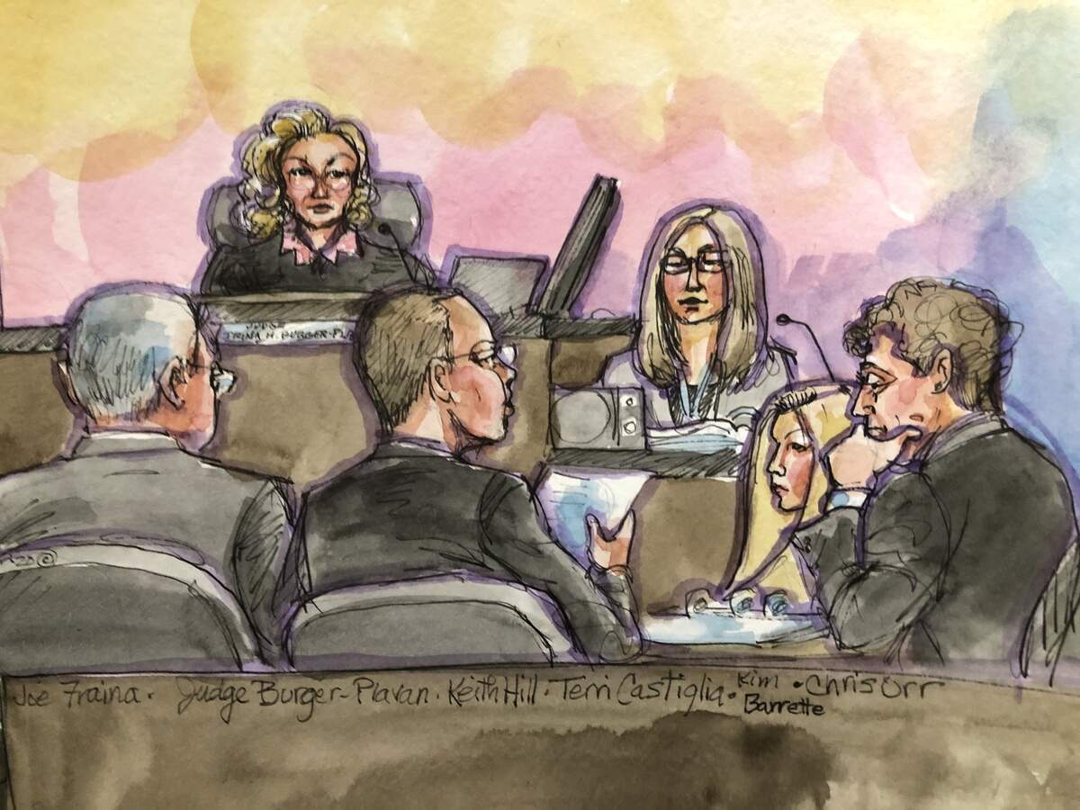 Terri Castiglia testifies in a Sacramento courtroom, Thursday, Jan. 2, 2020, in the case of Roy Charles Waller, the NorCal Rapist suspect in front of Judge Trena Burger-Plavan.