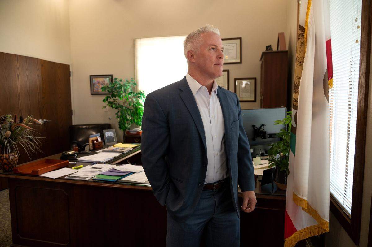 Yolo County District Attorney Jeff Reisig, photographed in his Woodland office on Wednesday, Aug. 25, 2021, has implemented a new race-blind charging policy in Yolo County in cooperation with Stanford University. The software redacts names, race and location for prosecutors making the decision to file charges in a case. 