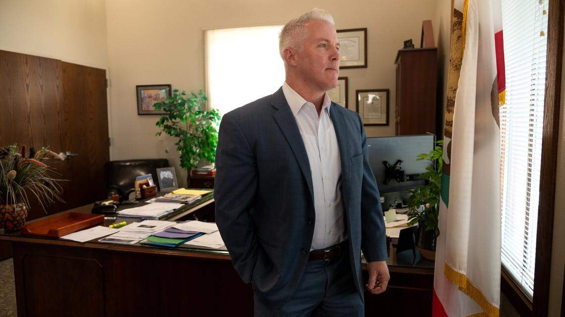 Yolo County District Attorney Jeff Reisig, photographed in his Woodland office on Wednesday, Aug. 25, 2021, has implemented a new race-blind charging policy in Yolo County in cooperation with Stanford University. The software redacts names, race and location for prosecutors making the decision to file charges in a case.