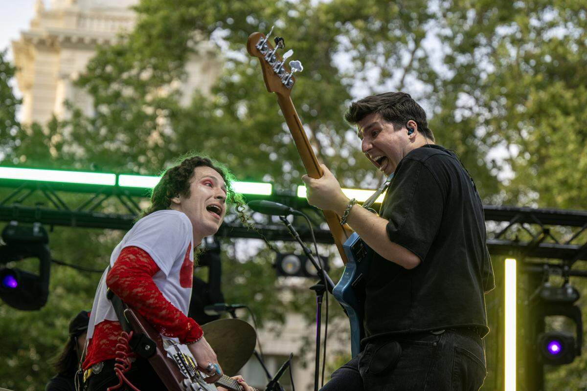 Alt rock group Ashley Jaguar performs at Concerts in the Park across from Sacramento City Hall on Friday.
