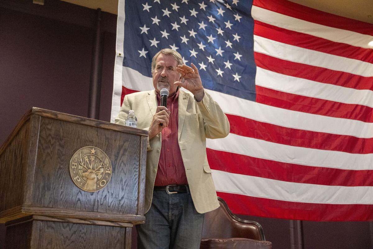 U.S. Rep. Doug LaMalfa, R-Oroville, answers a question during a town hall meeting on Monday, Aug. 5, 2025, in Chico. He died on Tuesday, Jan. 7, during emergency surgery following a medical emergency at his home. 