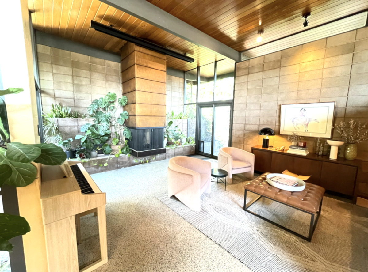 Copper fireplaces, floor-to-ceiling windows and wonderful millwork highlight the Nittler Residence, named after the doctor who first lived there. Architect John Harvey Carter designed the mid-century modern gem.