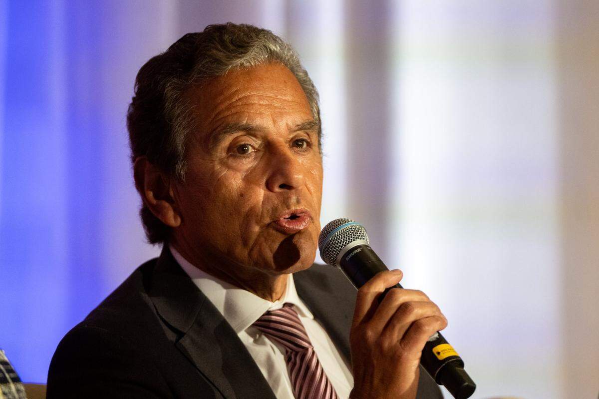 Former Los Angeles Mayor Antonio Villaraigosa speaks during a gubernatorial candidate salon hosted by the California Federation of Labor Unions, AFL-CIO and the State Building and Construction Trades Council at the Sheraton Grand Hotel in Sacramento on Monday, May 12, 2025.