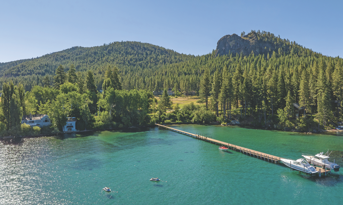 A coveted 465-foot private pier with two boat lifts on Lake Tahoe.