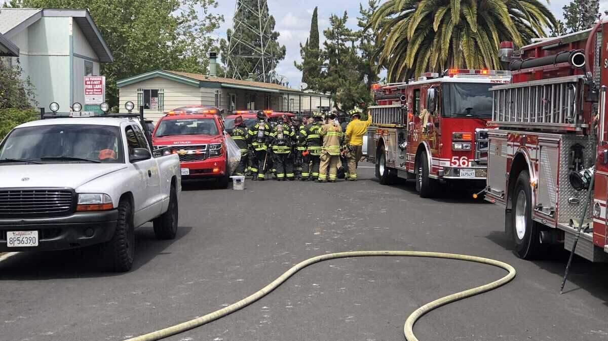 Firefighters found one person dead Wednesday April 13, 2022, after a fire burned a mobile home in the 3900 block of Mack Road in Sacramento, California.