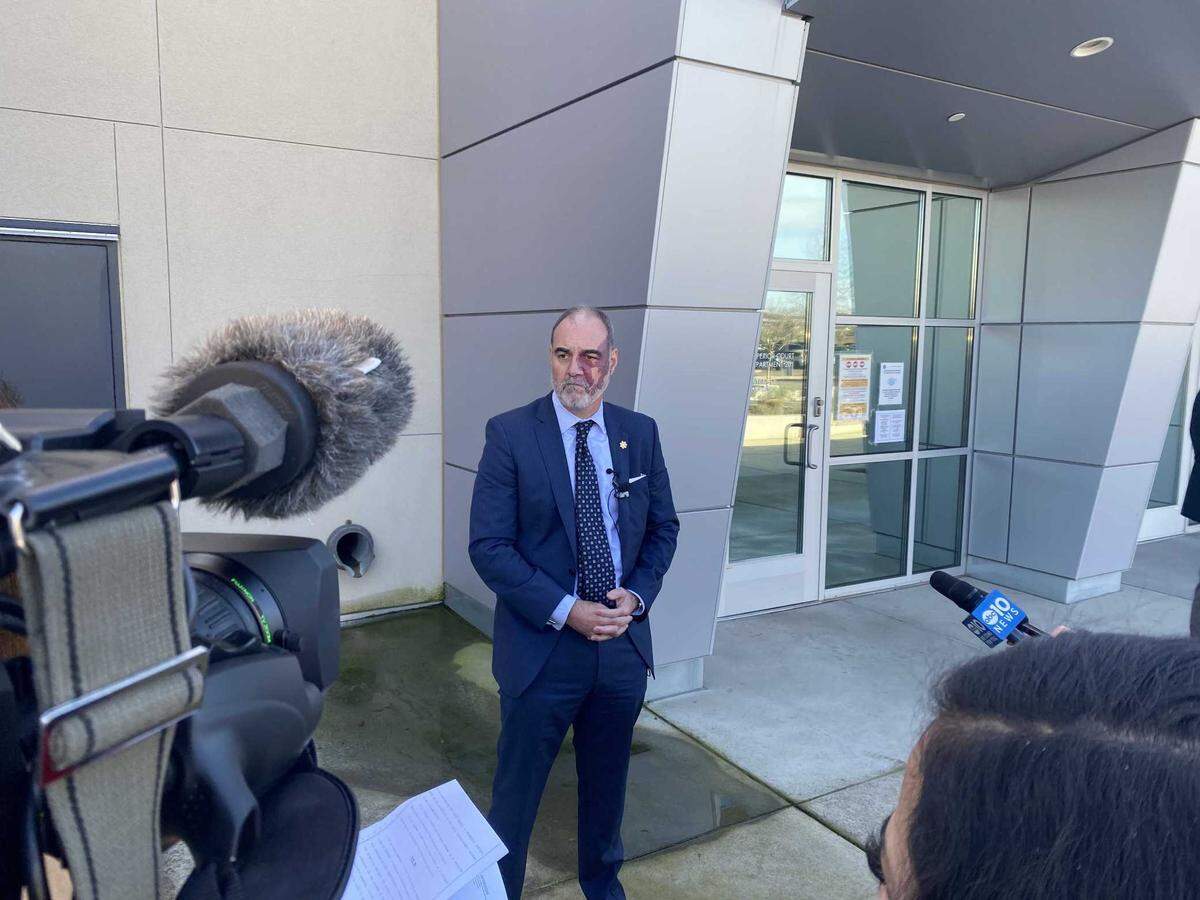 Placer County District Attorney Morgan Gire on Friday afternoon speaks to news reporters after a court hearing for a Roseville couple, Kimberly and Cory Blakley, who are accused of murder, torture and child abuse in the death of their 9-year-old adopted son.