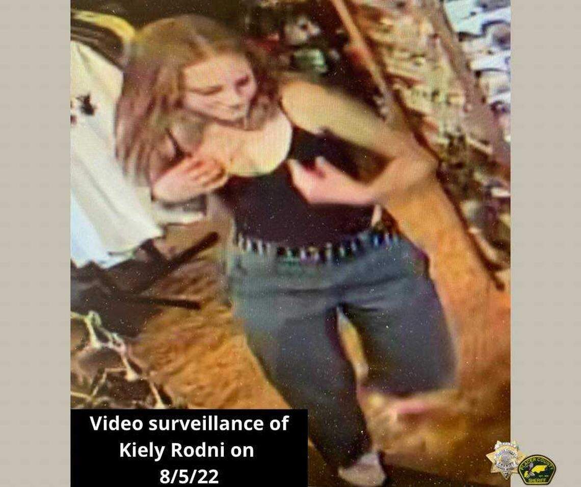 Kiely Rodni appears in an image from security camera video taken at 6:08 p.m. on Friday, Aug. 5, at a store in Truckee. Rodni went missing several hours later and has not been seen since.