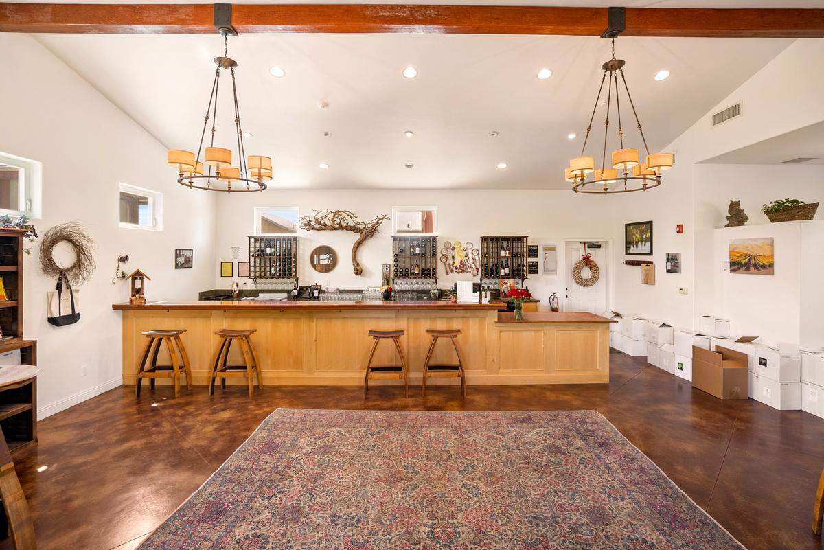 The heart of the remarkable Paso Robles estate for sale is a striking 6, 000 square foot wine tasting room.