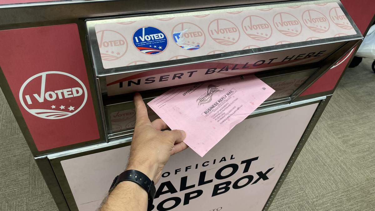 A ballot dropbox seen in Sacramento. 