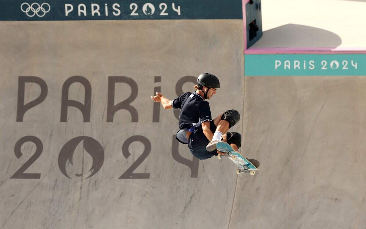 PARIS, FRANCE - AUGUST 07: Tom Schaar of Team United States competes during the Men's Park Final on day twelve of the Olympic Games Paris 2024 at Place de la Concorde on August 07, 2024 in Paris, France. (Photo by Ezra Shaw/Getty Images)