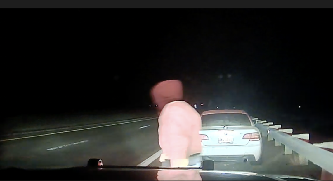 Smith’s encounter with Hare was captured on dashcam and lapel footage, according to prosecutors. Smith is seen in this image after prosecutors said he shot Hare.