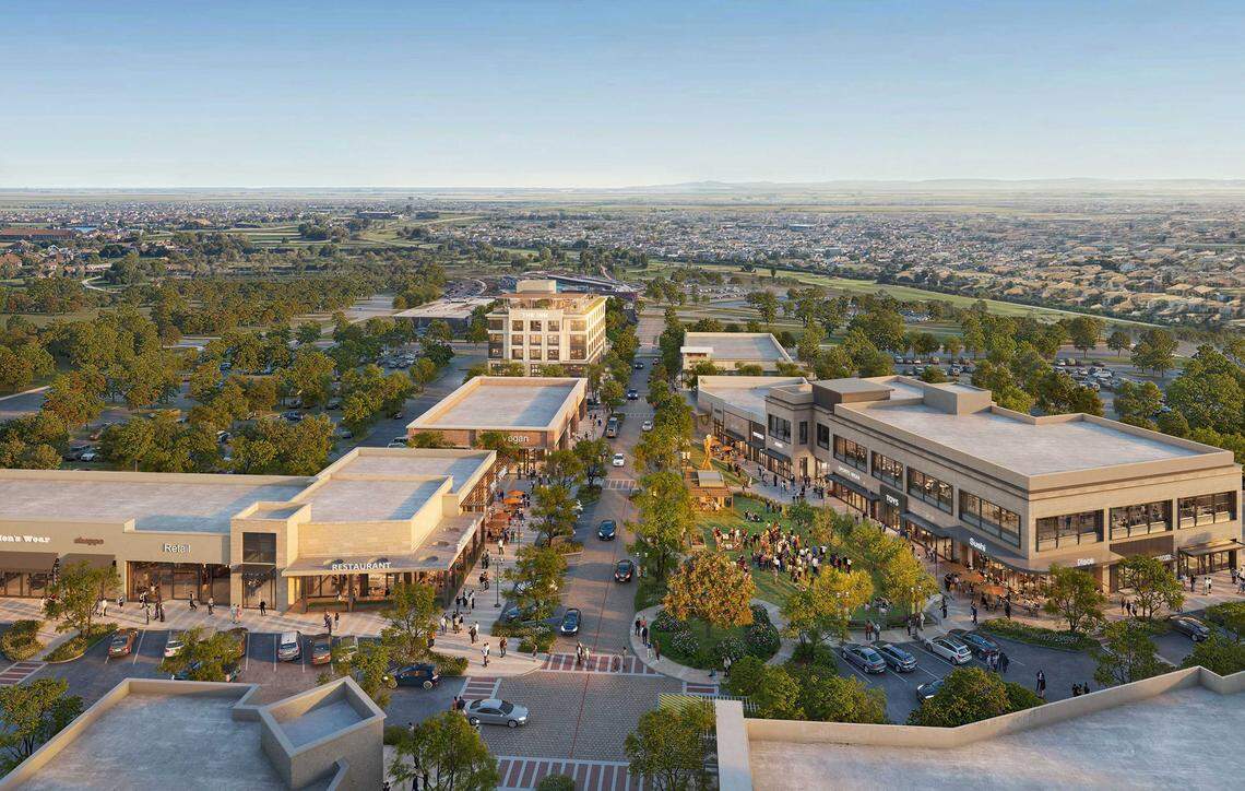 A rendering shows Elk Grove's Project Elevate, which will be located at the southeast corner of Elk Grove Boulevard and Big Horn Boulevard. It is planned to include retail, restaurants, entertainment and potentially housing.