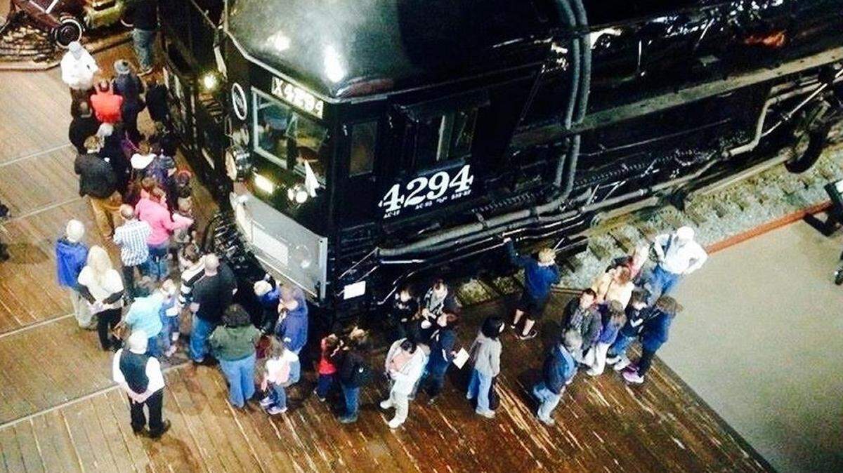 Visitors check out a train at the California State Railroad Museum on Museum Day 2015.
