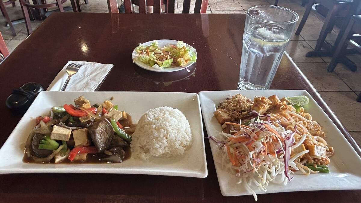 Pad thai and pad eggplant from Auburn Thai Garden Restaurant. Sacramento Bee reporter Veronica Fernandez-Alvarado visited the Placer County restaurant as part of the On A Budget series.