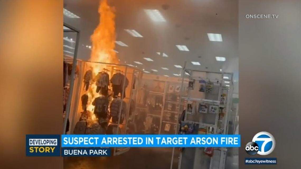 A 40-year-old woman is accused of lighting a fire inside a Buena Park Target store to steal baby formula, California police say.