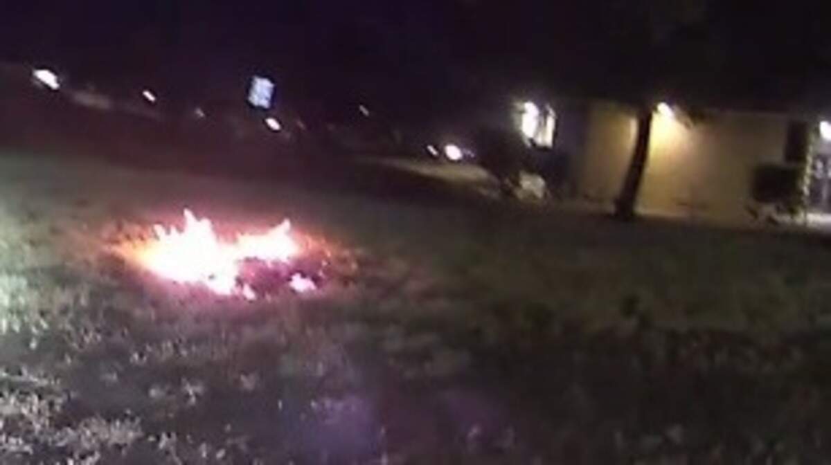 A small grass fire ignited overnight on June 28, 2022 in Woodland, after a man set off illegal fireworks.