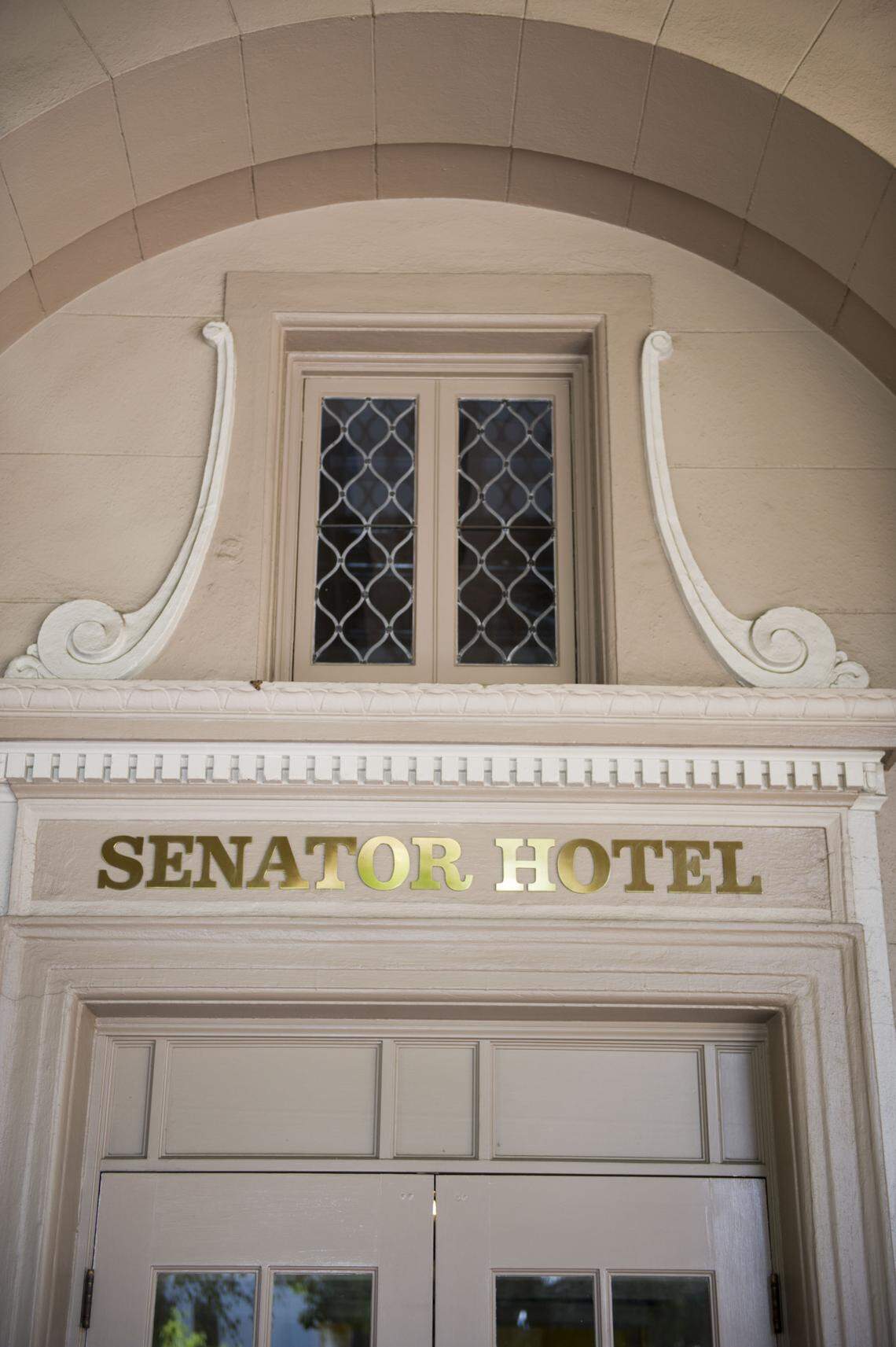 An architectural detail of the historic Senator Hotel at 1121 L St., across from state Capitol, in 2015.