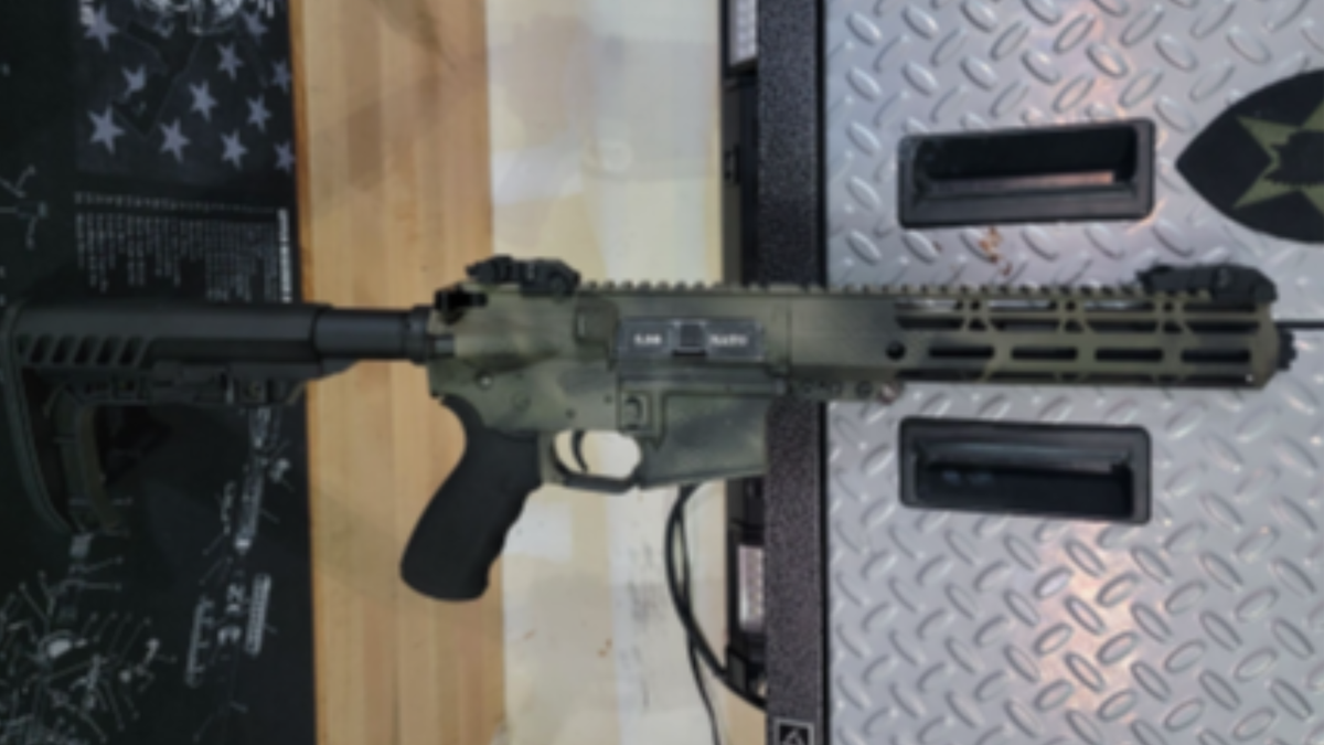 An image of the illegal short-barreled and unregistered rifle, commonly dubbed a “ghost gun”, that Ruby Celly Uribe sold to a coworker in July 2022.