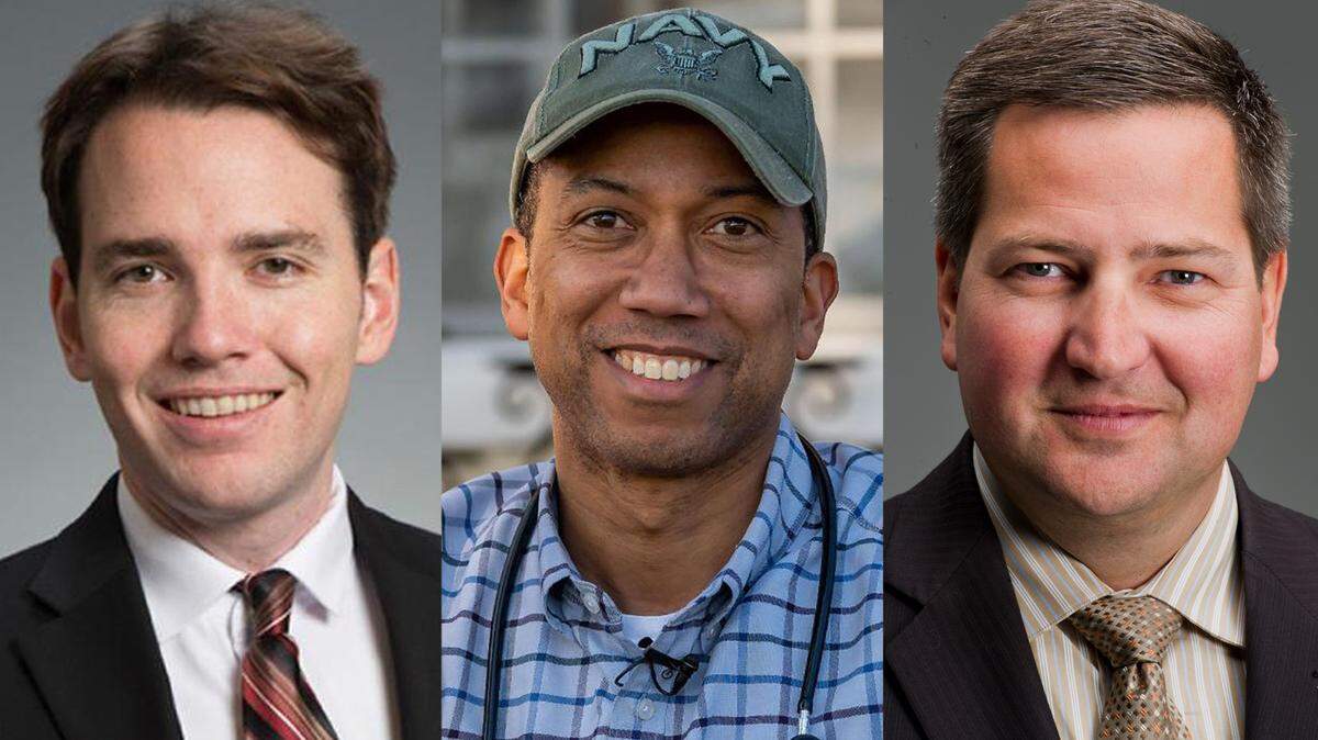 Kevin Kiley (left), Kermit Jones (middle) and Scott Jones (right) are running for a California’s 3rd Congressional District seat. They debated Tuesday night.