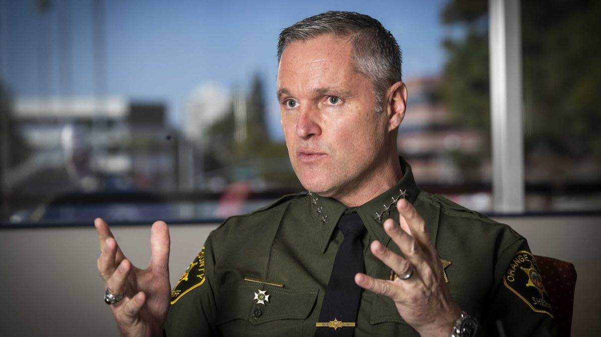 Orange County Sheriff Don Barnes is seen in his office in Santa Ana on Feb. 19, 2019.