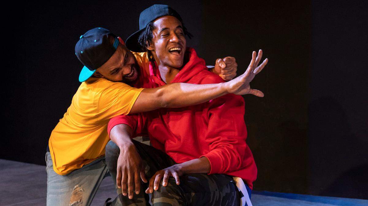 Kriston Woodreaux, left, and Dane Troy appear in “Pass Over” at Capital Stage through April 17.