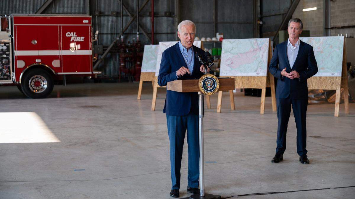 President Joe Biden speaks about his Build Back Better agenda at Mather Airport on Sept. 13, 2021.