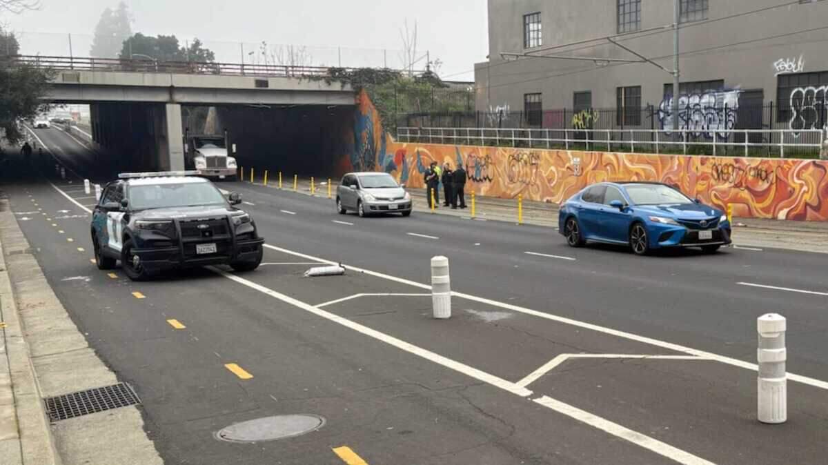 Police remain at the scene after a man was struck by a Sacramento Regional Transit light rail train on 12th Street in the Mansion Flats neighborhood of Sacramento on Tuesday, Dec. 30, 2025.