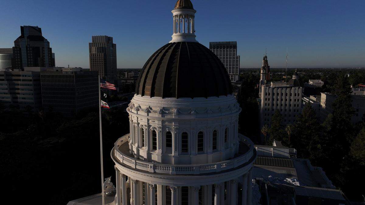 SACRAMENTO, CALIFORNIA - AUGUST 19: An aerial view of the California state Capitol on August 19, 2025 in Sacramento, California. Republican state legislators filed a lawsuit today in hopes of blocking a mid-year redistricting plan that Gov. Gavin Newsom is proposing to counter an effort in Texas to redraw Congressional district lines. (Photo by Justin Sullivan/Getty Images)