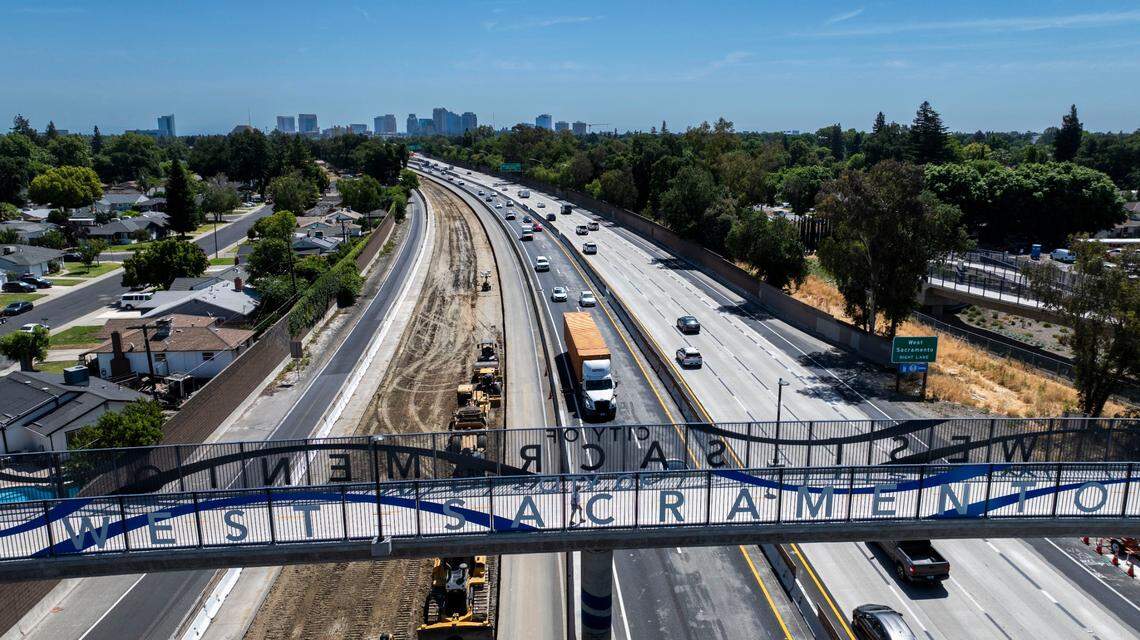 Traffic moves on Highway 50 in West Sacramento on Thursday, May 29, 2025.