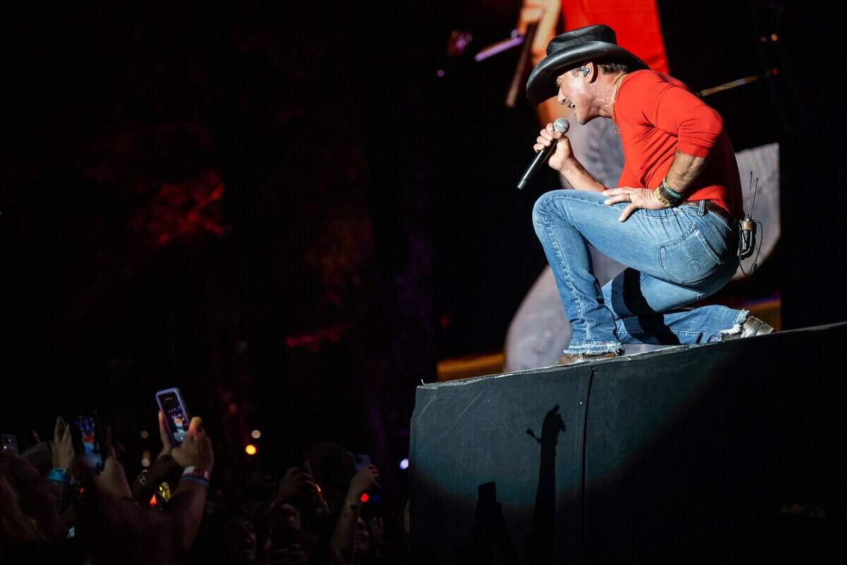 Tim McGraw performs on the Jack Daniels Stage during the first night of Sacramento’s first-ever GoldenSky country music festival Saturday, Oct. 15, 2022, at Discovery Park. The two-day event featured headliners Tim McGraw and Sam Hunt, as well as Brothers Osborne, Midland, Carly Pearce and more.