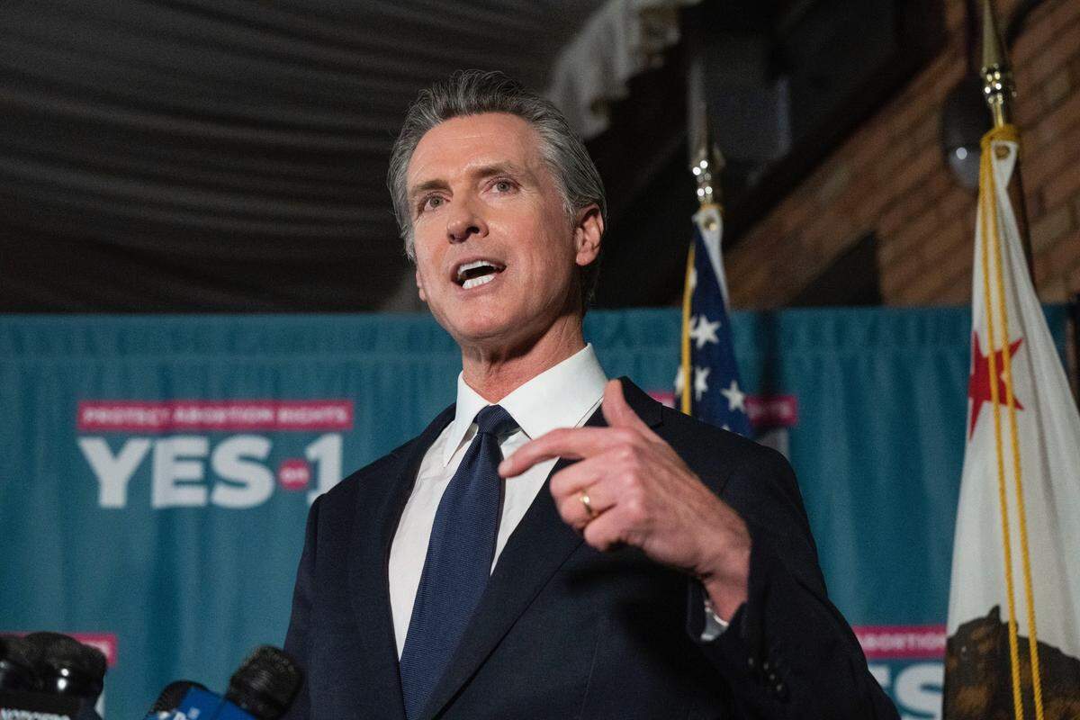 Gov. Gavin Newsom attends a watch party for Proposition 1, which would add rights for abortion and contraception to the California constitution, on Tuesday, Nov. 8, 2022 at the Citizen Hotel in Sacramento.