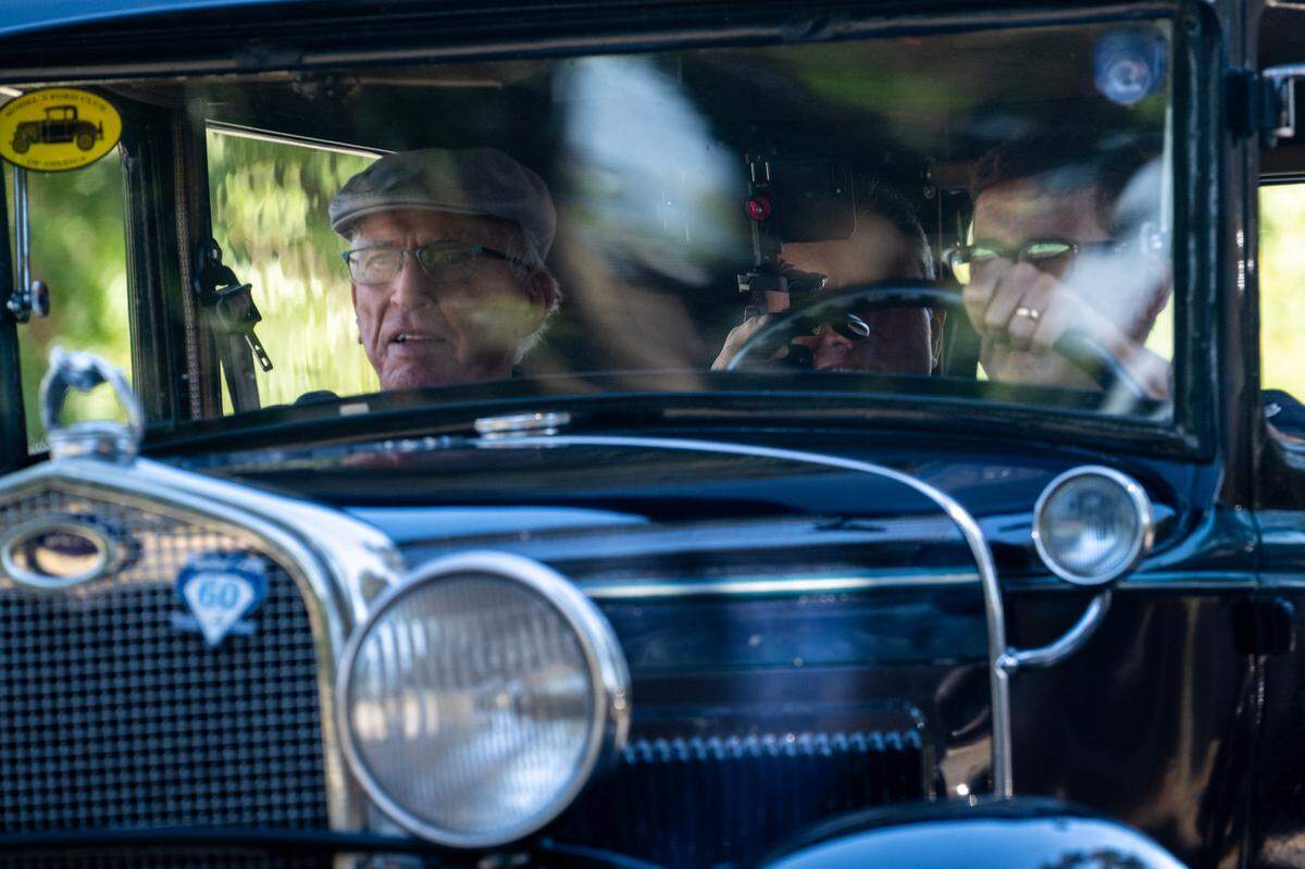 Joe Arostegui learns to drive a 1930 Model A with instructor Al Smith on Saturday in Sacramento. Appointments to schedule a lesson with a docent can be done on the California Automobile Museum website.