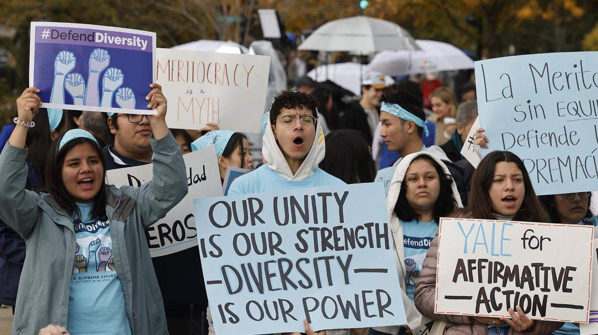 Proponents for affirmative action in higher education rally in front of the U.S. Supreme Court in Washington, D.C. last October.