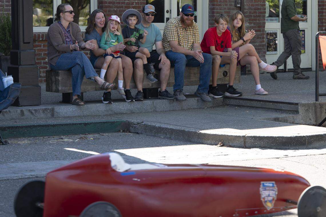 Fans watch racers compete in the Folsom Historic District’s All-American Soap Box Derby in Folsom on Sunday, Oct. 5, 2025.