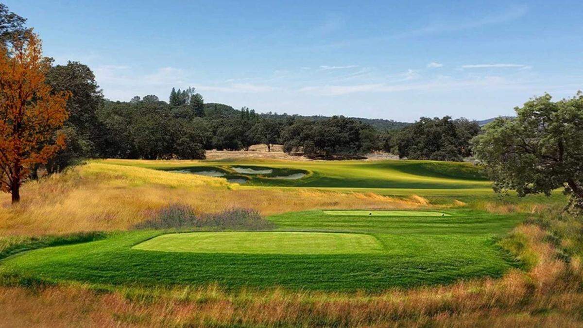 A rendering shows tee boxes for a planned 12-hole golf course called 50 Oaks at Red Hawk Resort and Casino near Shingle Springs. Construction of the course is expected to begin in mid-2026 and open by late summer 2027, according the resort's operators, the Shingle Springs Band of Miwok Indians.