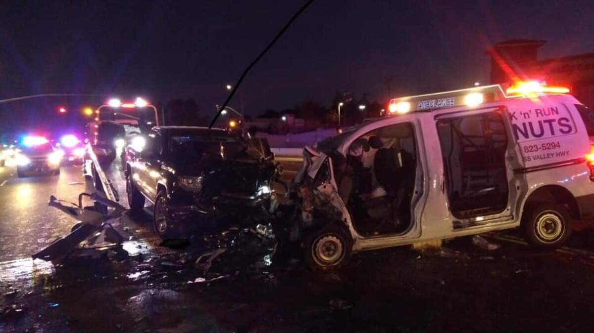 A fatal head-on collision reduced lanes of traffic on Highway 49 at New Airport Road in North Auburn on Tuesday, Oct. 22, 2019.