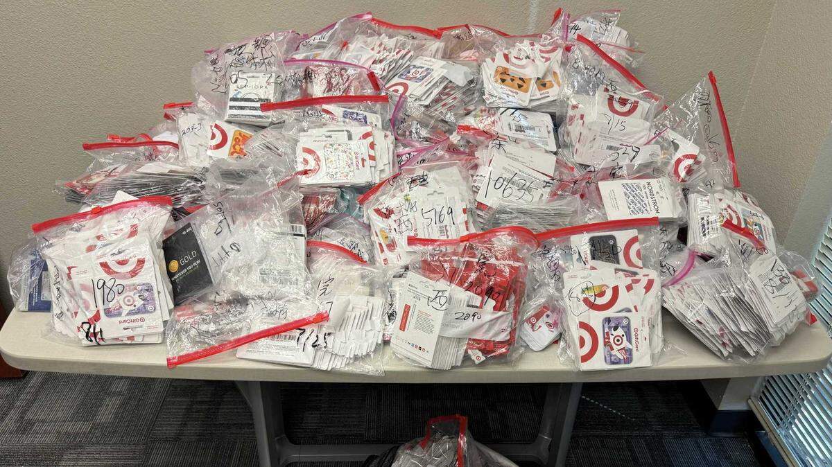 A man allegedly seen by Sacramento sheriff’s deputies taking gift cards at a Target on Saturday was accused of hoarding 6,500 gift cards that stole money victims uploaded onto the cards, the Sacramento County Sheriff’s Office said.