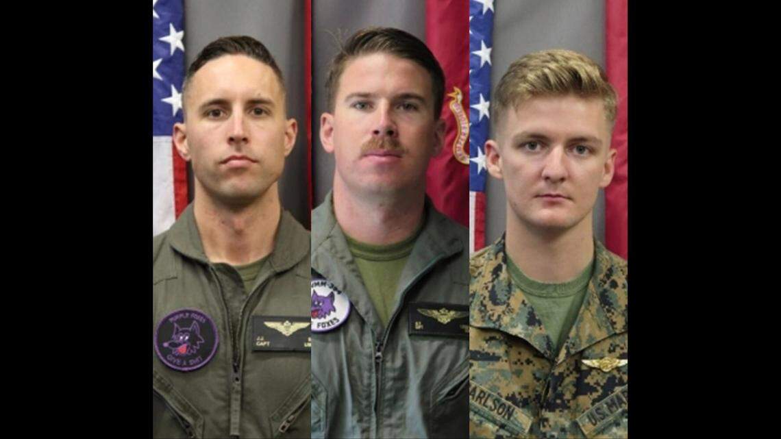 This photo shows Capt. John J. Sax (left), Capt. Nicholas P. Losapio (middle) and Cpl. Nathan E. Carlson (right).