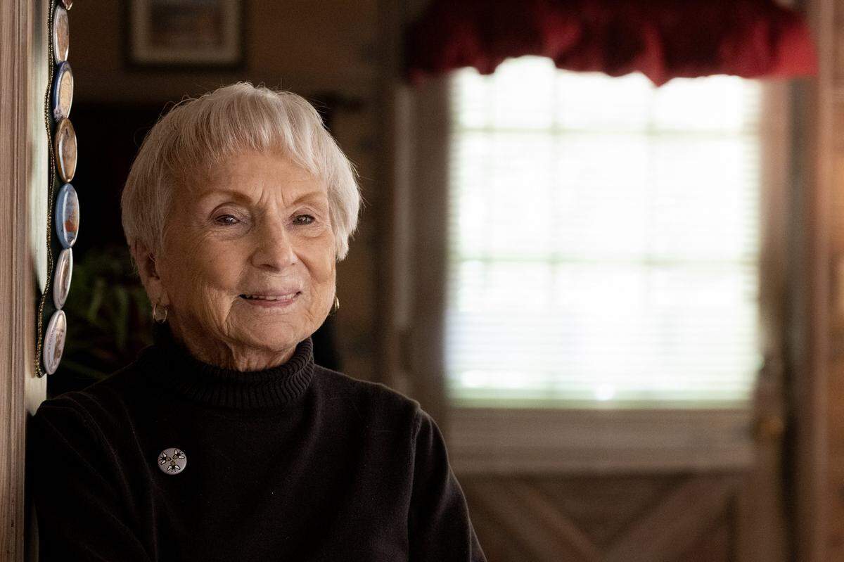 Beatrice Beck, 100, who worked at Lockheed in Burbank helping build B-17 bombers as a Rosie the Riveter during World War II, is photographed at her home in Nevada City earlier this month.