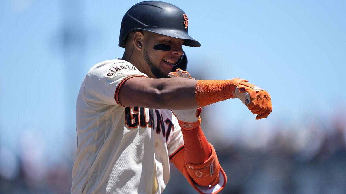 SAN FRANCISCO, CALIFORNIA - JUNE 25: Victor Bericoto #78 of the San Francisco Giants trots around the bases after hitting a two-run home run against the Athletics in the bottom of the six inning at Oracle Park on June 25, 2026 in San Francisco, California. (Photo by Thearon W. Henderson/Getty Images)