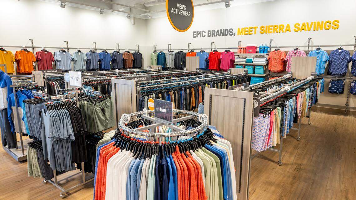Men’s apparel is for sale at Sierra. The outdoor retailer is opening a new store at 8670 Sierra College Blvd. in Roseville on Saturday, Oct. 25, 2025.