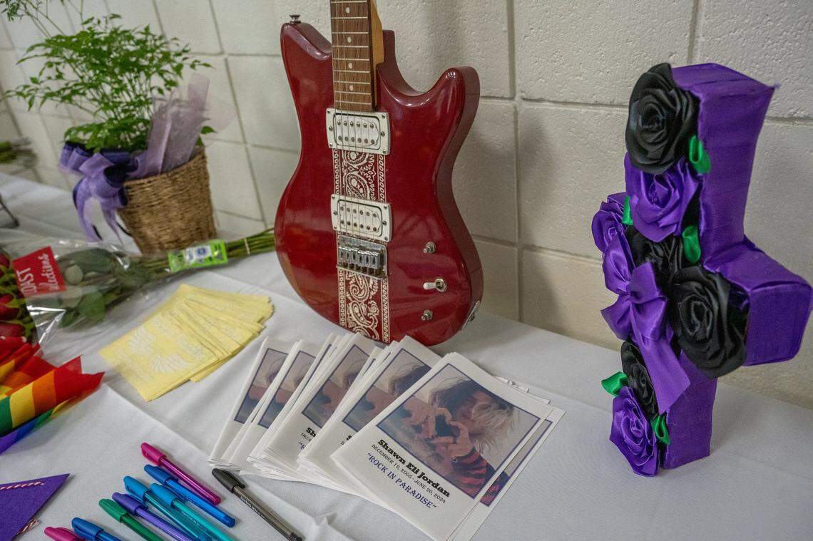 Shawn Jordan’s guitar was among his belongings that were on display at a celebration of life memorial for him on July 28. He composed songs about the moon and posted them online. He told his parents he wanted to be a rock star.