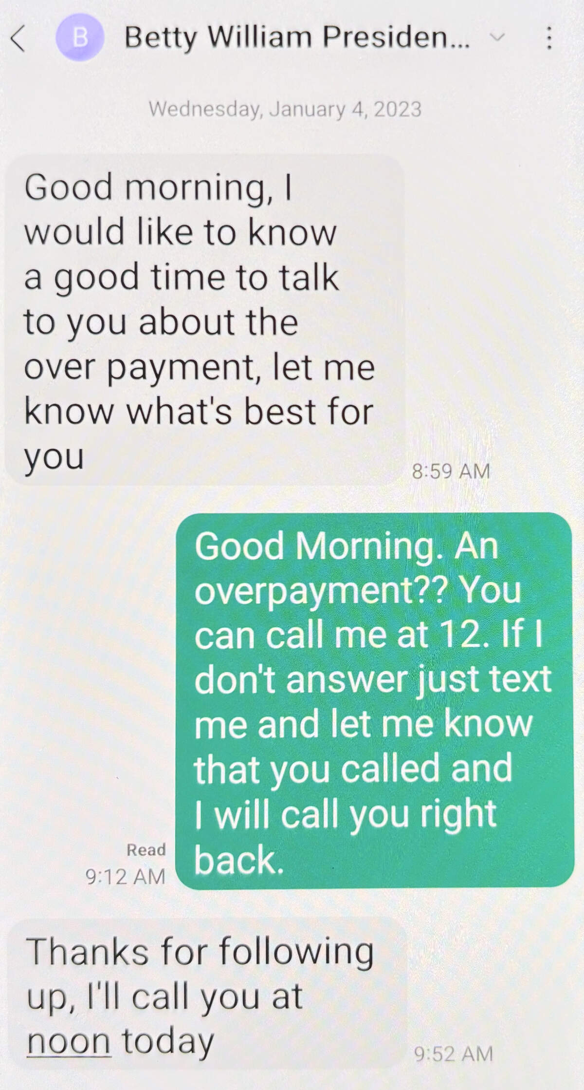 Text message between former Sacramento NAACP President Betty Williams and Tamar McCree, one of the restaurant owners participating in Dine-In 2, a pandemic food program to help the needy.
